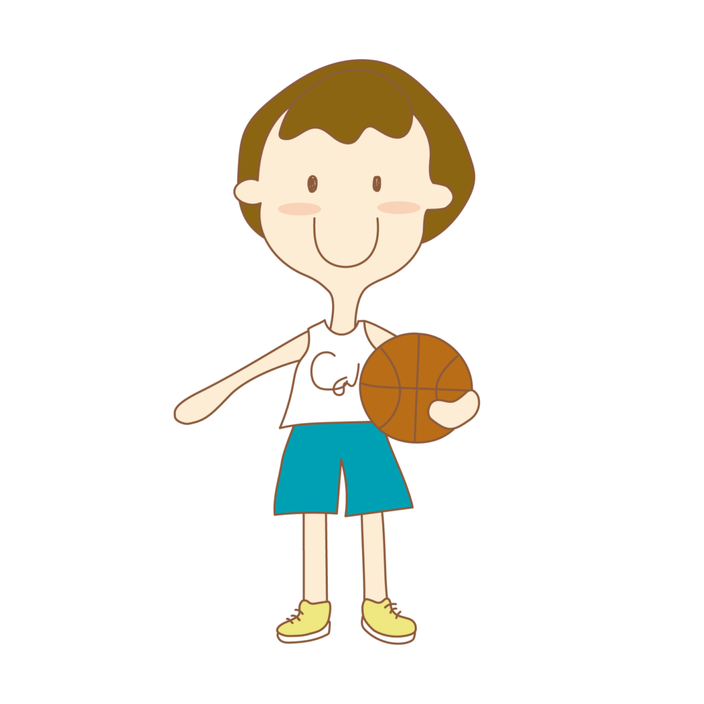 バスケットボールを持つ女の子のイラスト（茶）