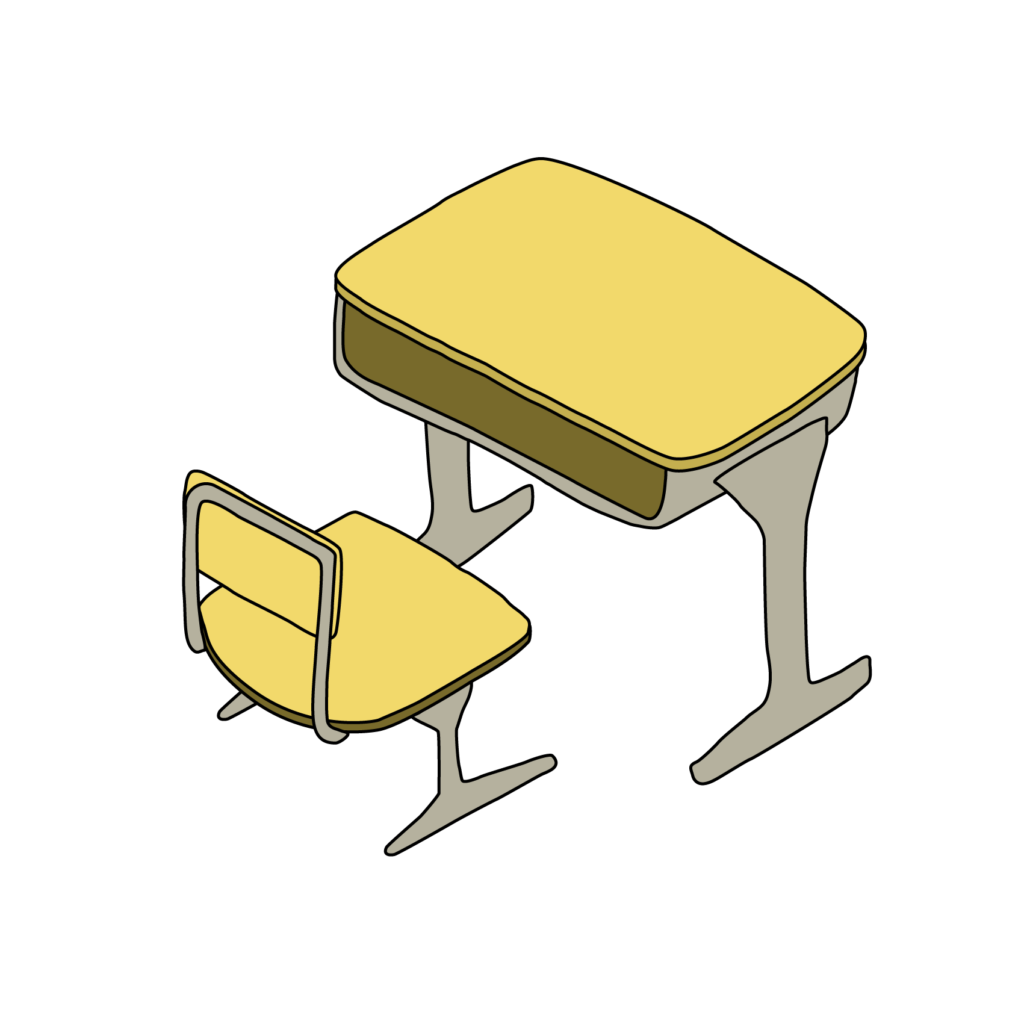 学校の机と椅子のイラスト