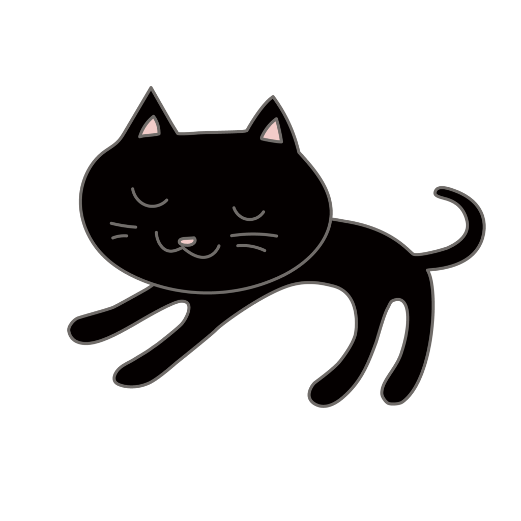 寝ている猫のイラスト（黒）