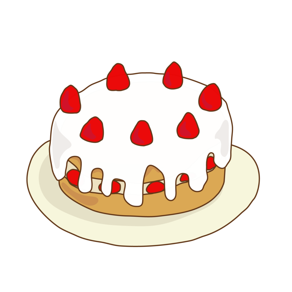 ストロベリーのケーキのイラスト