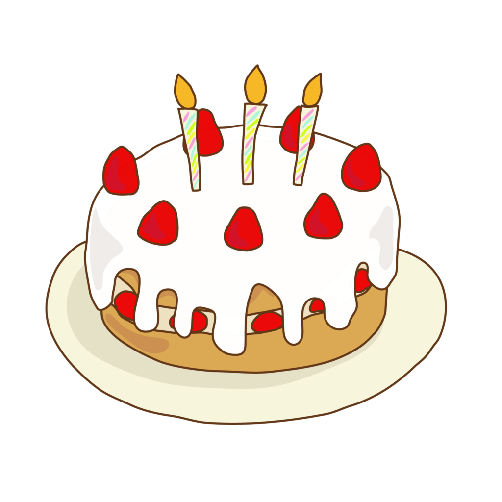 ストロベリーのケーキのイラスト（candle）