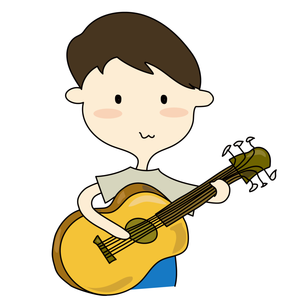 ギターを弾く若者のイラスト