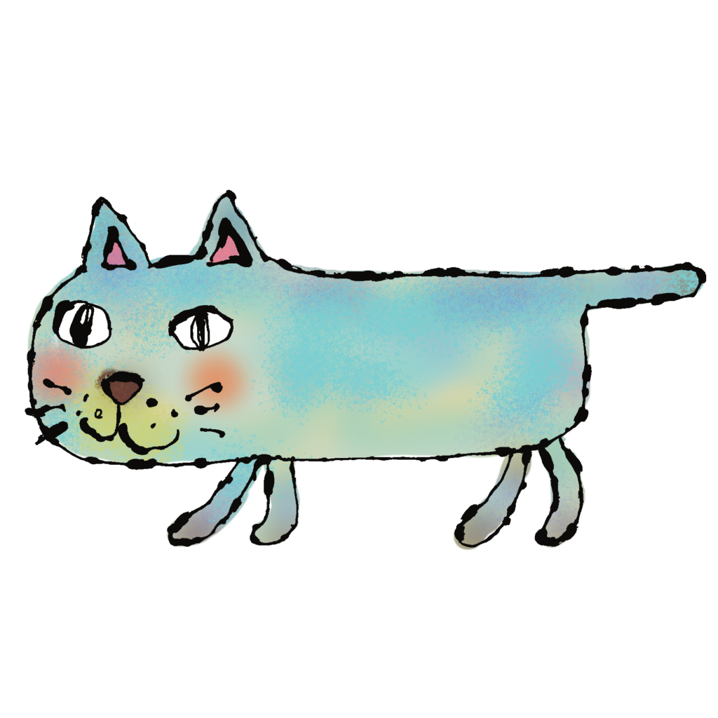 *歩く猫のイラスト(ブルー)*