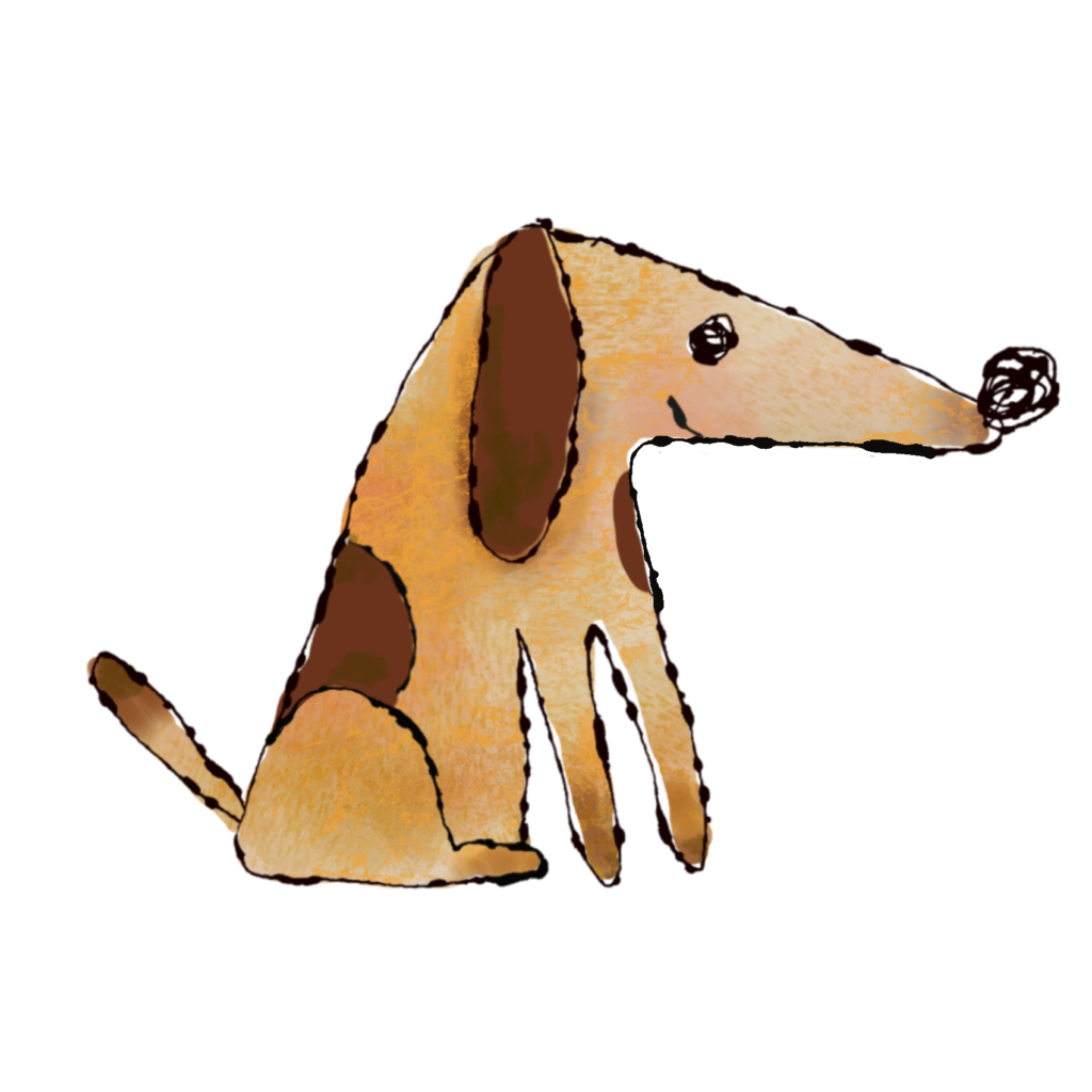 すわる垂れ耳の犬-2のイラスト