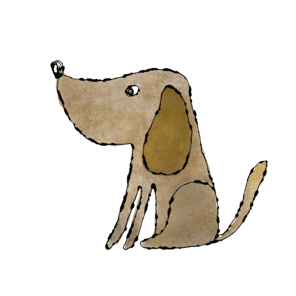 すわる垂れ耳の犬のイラスト